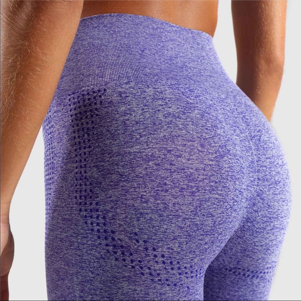 Purple High Waist Control Fitness Leggings - Picture 5 of 6